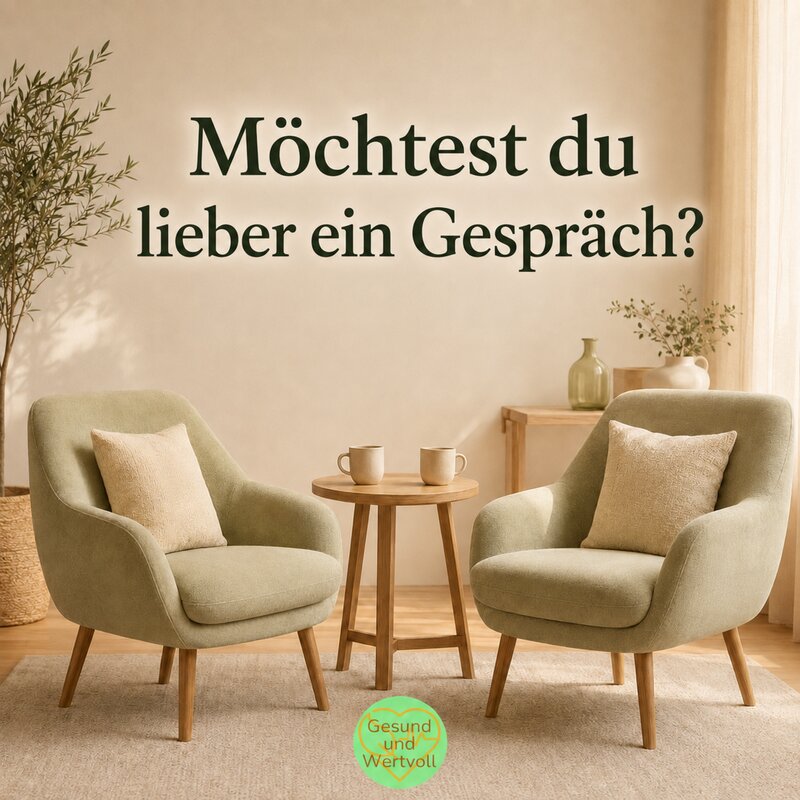 Möchtest du lieber ein Gespräch? – Zwei Sessel an einem kleinen Tisch